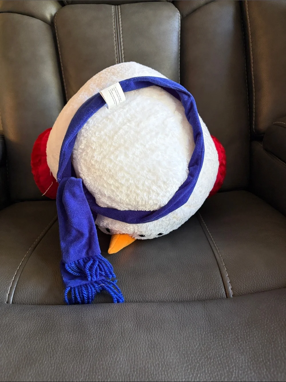 Plush Snowman Head with earmuffs and scarf
